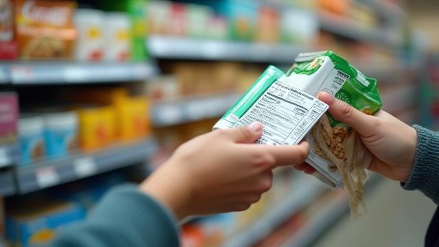 Person reading nutrition label